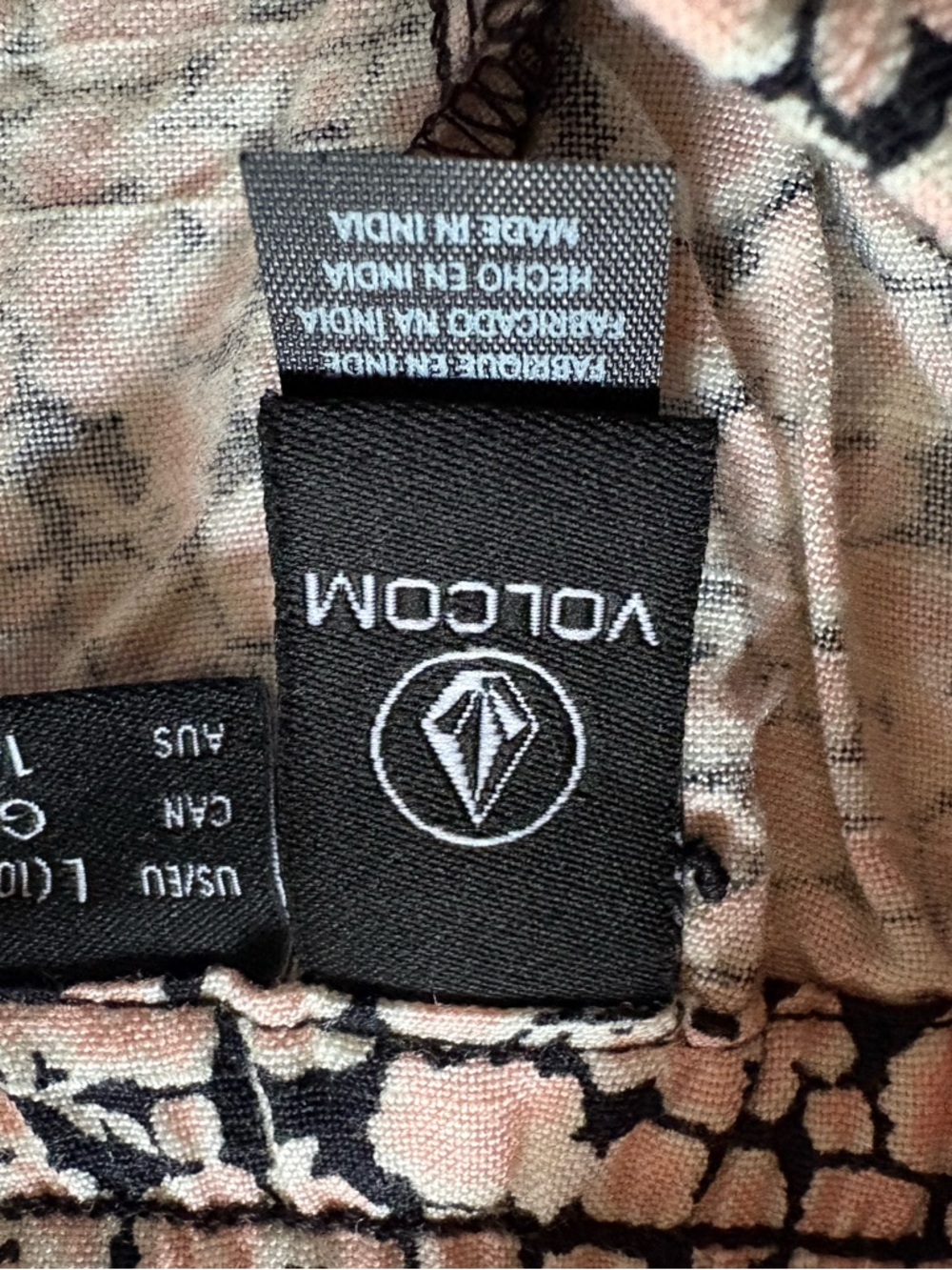 Volcom Floral Drawstring Shorts Large Blush Pink Lightweight Lounge - Picture 2 of 3